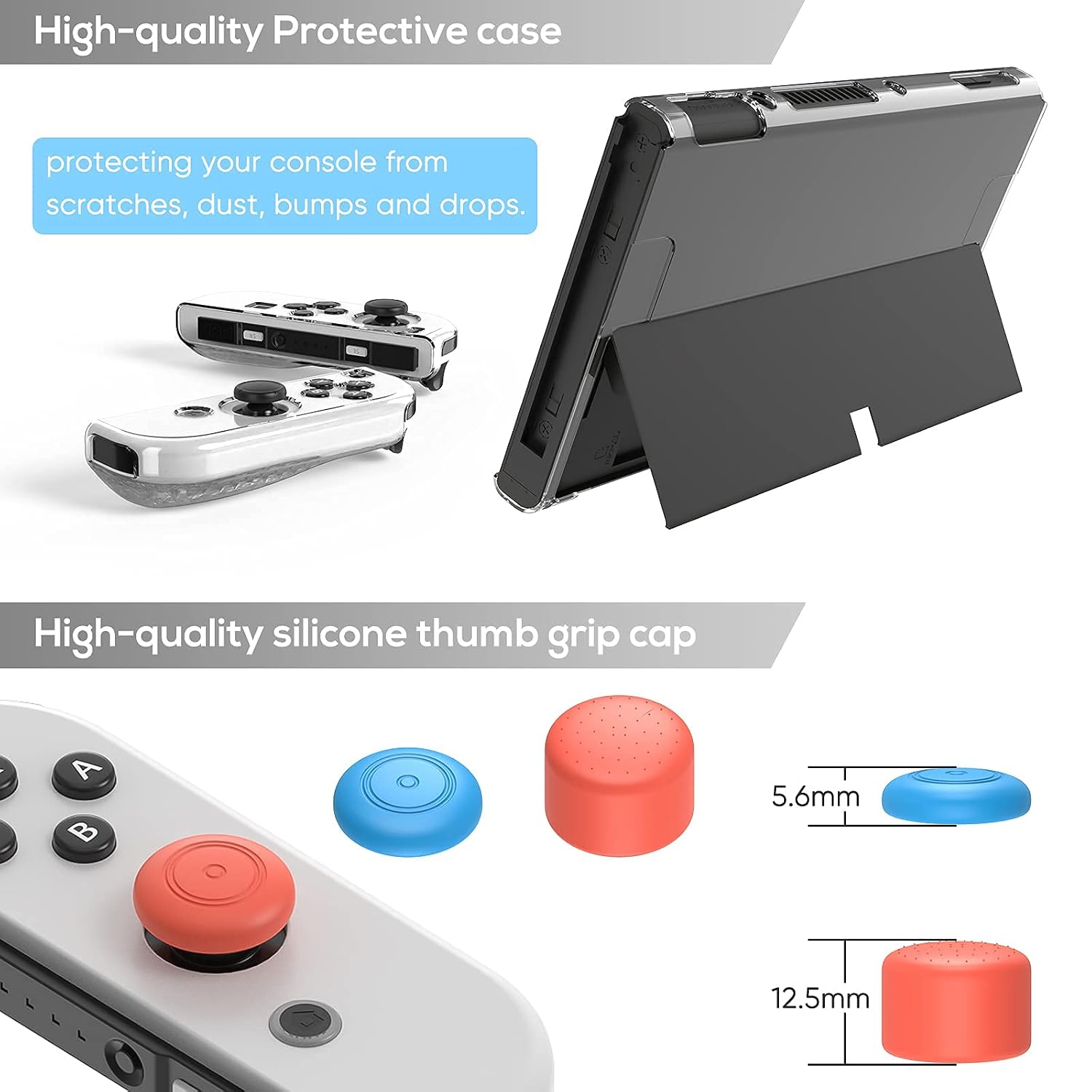 Switch OLED Accessories, Case Bundle for Nintendo Switch OLED Console, FYOUNG 16 IN 1 Kit:Carrying Case,Protective Shell,Grip for Joycon- Black image 5