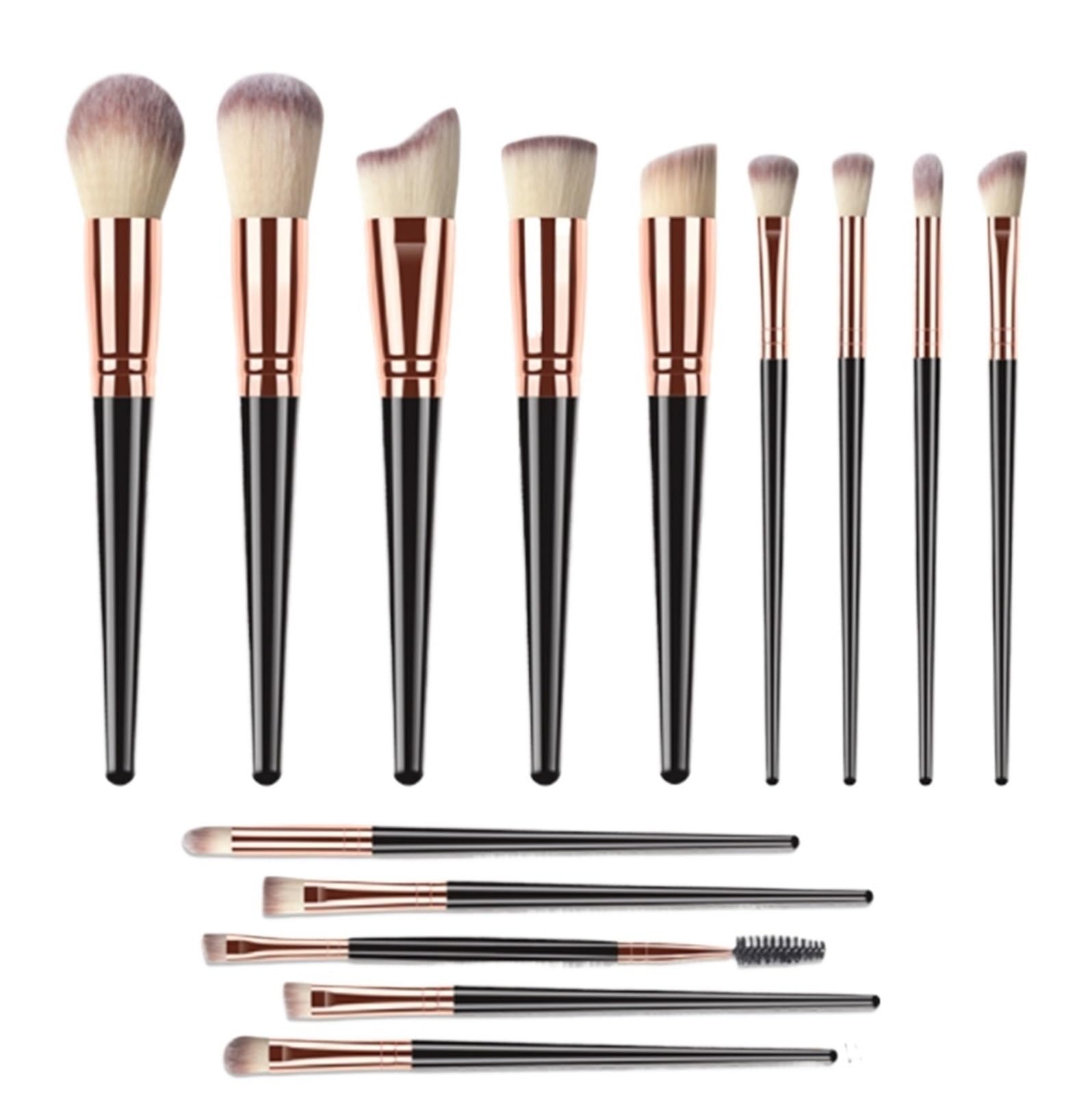 Set De Pinceles De Maquillaje Juego De 14 Brochas De Maquillaje For Ojos Y Rostro con Cerdas Sintéticas Herramienta De Maquillaje(Black)
