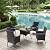 ALAULM 5 Piece Patio Dining Set All-Weather Wicker Outdoor Patio Furniture Set w/Tempered Glass Tabletop, Removable Cushions and Umbrella Hole for Patio, Backyard, Garden, Poolside?Dark Blue?
