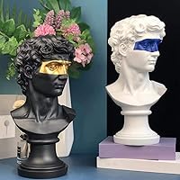 Vista 7 de Estatua de busto griego de 15.75 pulgadas de resina creativa de David, estatua réplica de escultura, decoración de oficina en casa, color negro