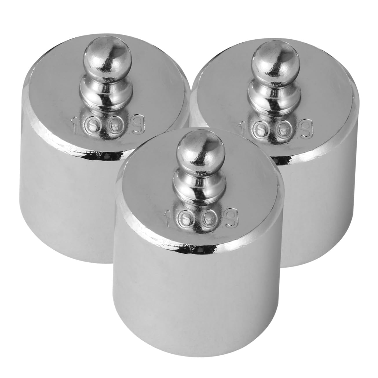 Pesas de Calibración de Acero Cromado Plata, Juego de 3 Piezas para Calibrar Básculas Electrónicas Pinzas Antióxido, Instrumento Educativo de Precisión