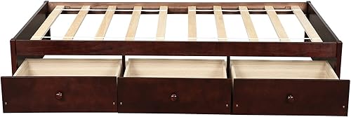 Miniatura 5 de Bellemave Cama de plataforma de tamaño individual con 3 cajones de almacenamiento, plataforma de madera maciza con listones de apoyo para niños y