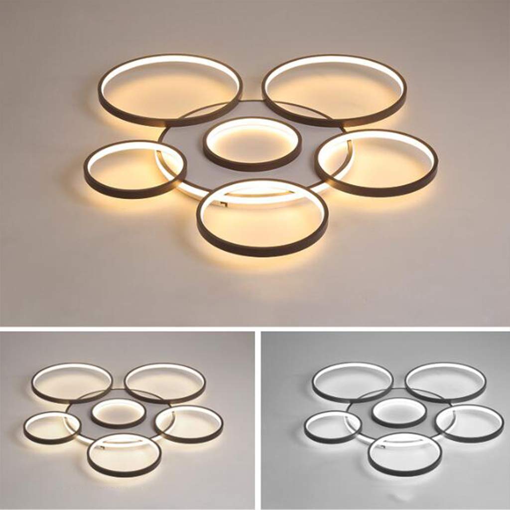 Lampa sufitowa LED, ściemniana, z pilotem zdalnego sterowania, duża, do salonu, nowoczesna barwa światła i jasność, regulowana, do sypialni, jadalni, kuchenna, metalowa rama, lampa wisząca, 7 głowic