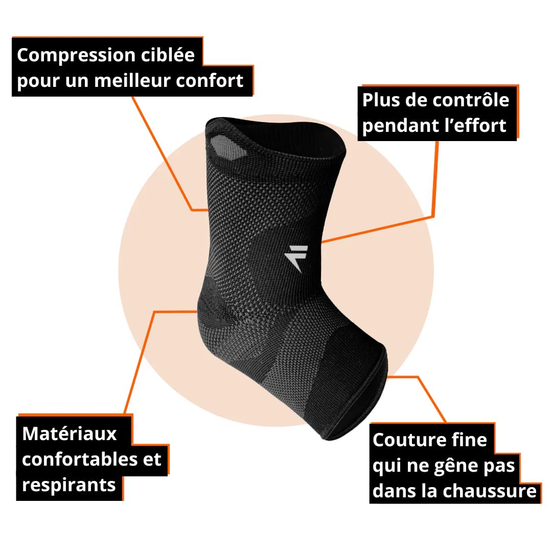 Flytex - Maintiens de Compression pour Chevilles V3 - Confort, Sécurité, Performance - Accompagne le Mouvement - Matériaux Respirants (M)