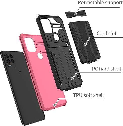 Miniatura 7 de Asuwish Funda para Moto G Stylus 5G con protector de pantalla de vidrio templado y soporte delgado para tarjetas de crédito, ranura híbrida,