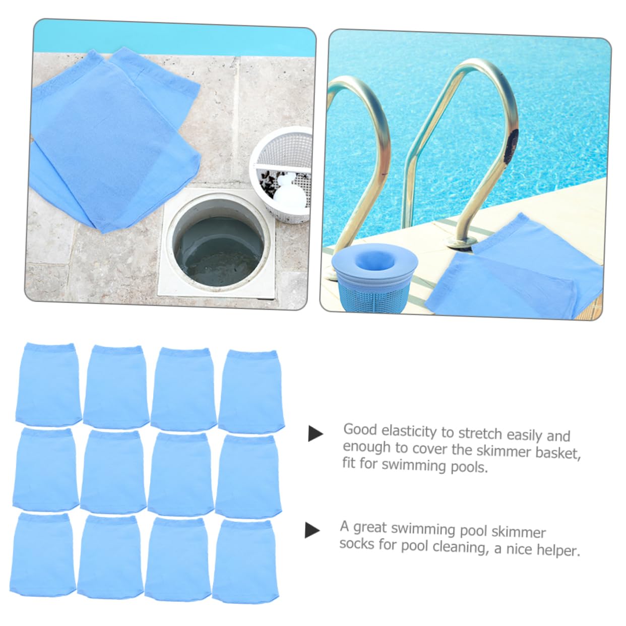 POPETPOP 3 Juegos Calcetín Cesta Skimmer Filtros De Esponja para Acuario Neto Frasco Cesta De Piscina Red Skimmer De Hojas De Piscina Escoba De Piscina Tanque Nylon Blue 25 Piezas * 3