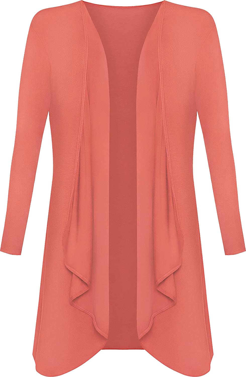 Wearall Women's Coral Plus Size Long Sleeve Plain Cardigan Open Waterfall Top 24/26