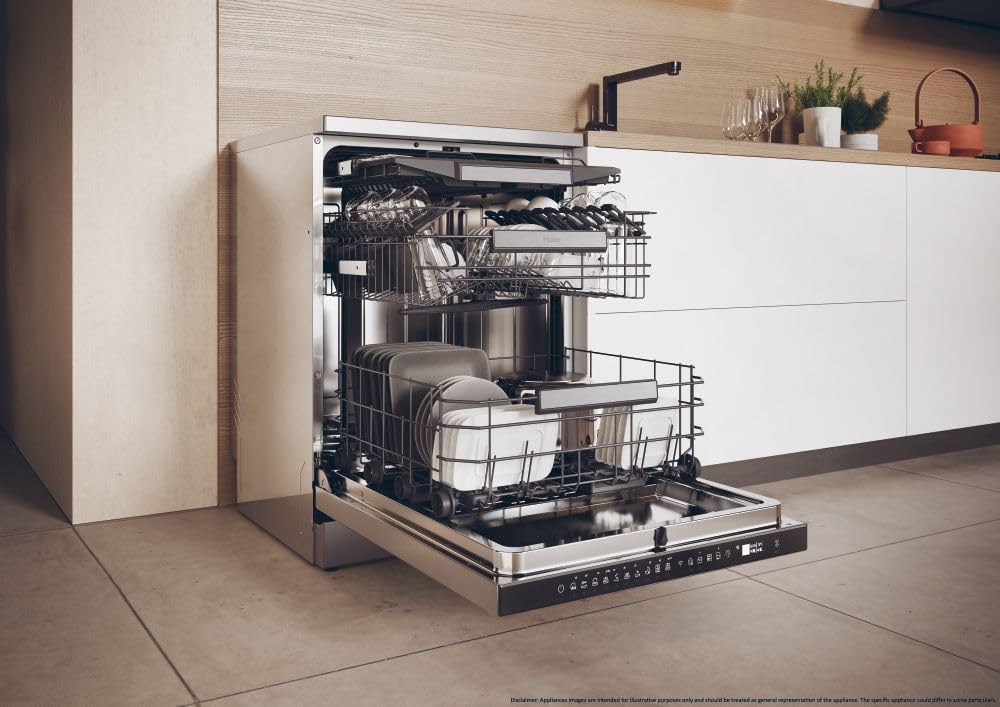 Haier I-PRO SHINE SERIE 3 XF 5C4M1X freistehender Geschirrspüler / 15 Maßgedecke/Breite 60 cm/AutoDoor/PowerWash / 3. Oberkorb für Besteck/Vollwasserschutz/Edelstahl