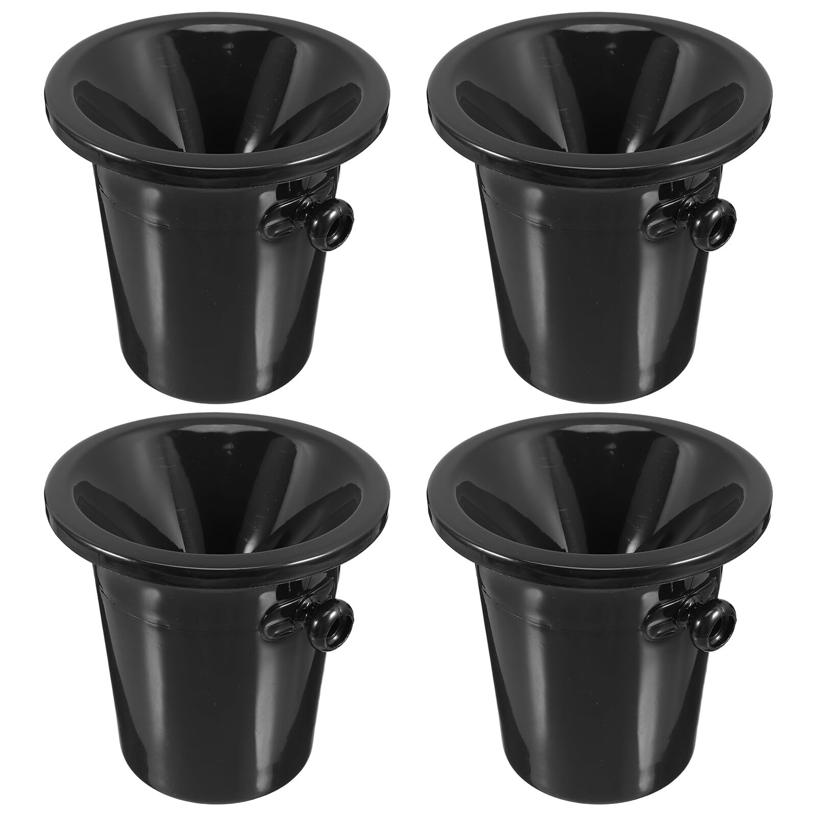 Escupidera para Cata de Vinos Negra de Plástico Occidental, Cubos Redondos de Hielo Doble Asa, 4 Unidades, Accesorios para Degustación y Uso en Eventos de Vino