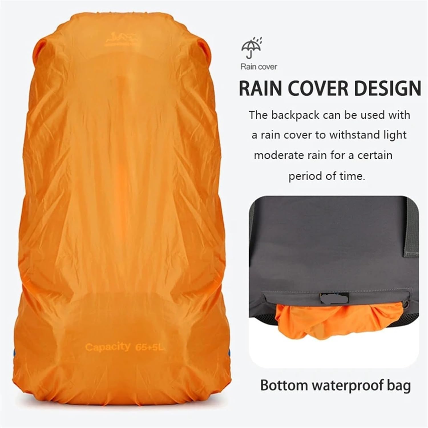 Waterproof Nylon Outdoor Backpack With Rain Cover – For Camping, Mountaineering & Outdoor Use