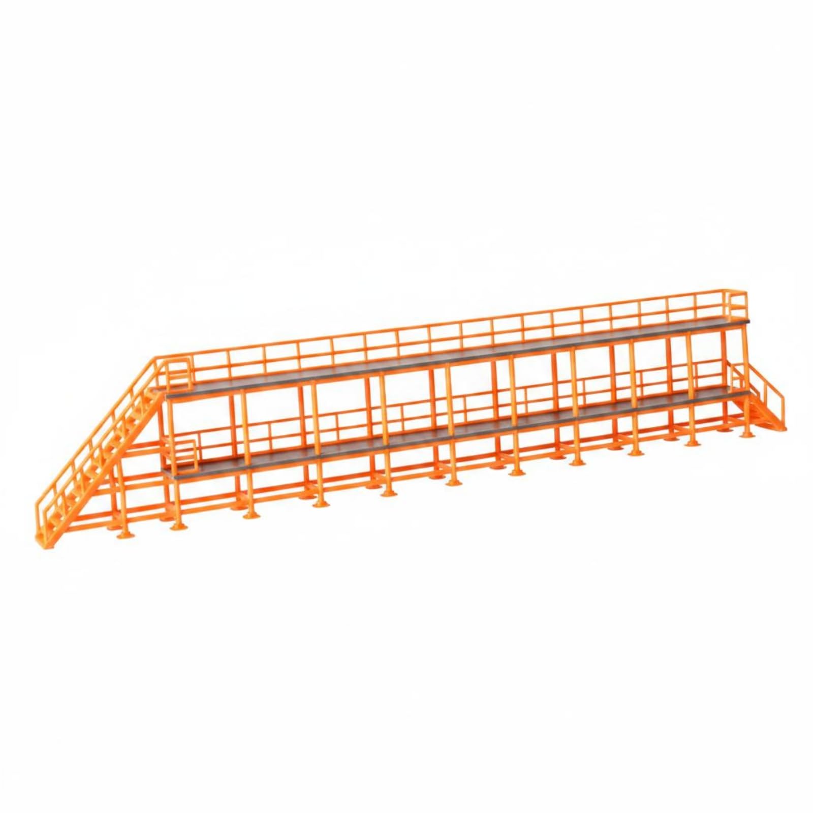 Piattaforma Industriale Passerella Deposito Ferroviario Accessorio Modulare Doppio Livello con Parapetti Struttura Scenica Plastica, T72B