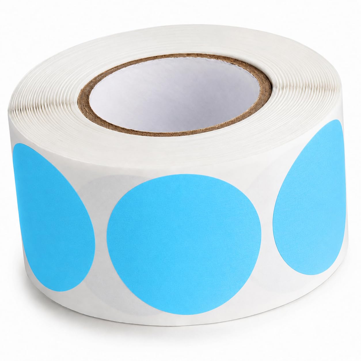 Round Inventory Labels by Glownary – 1.5 Inches Diameter, Semi-gloss Paper, Sky Blue, Model 323sb112bc