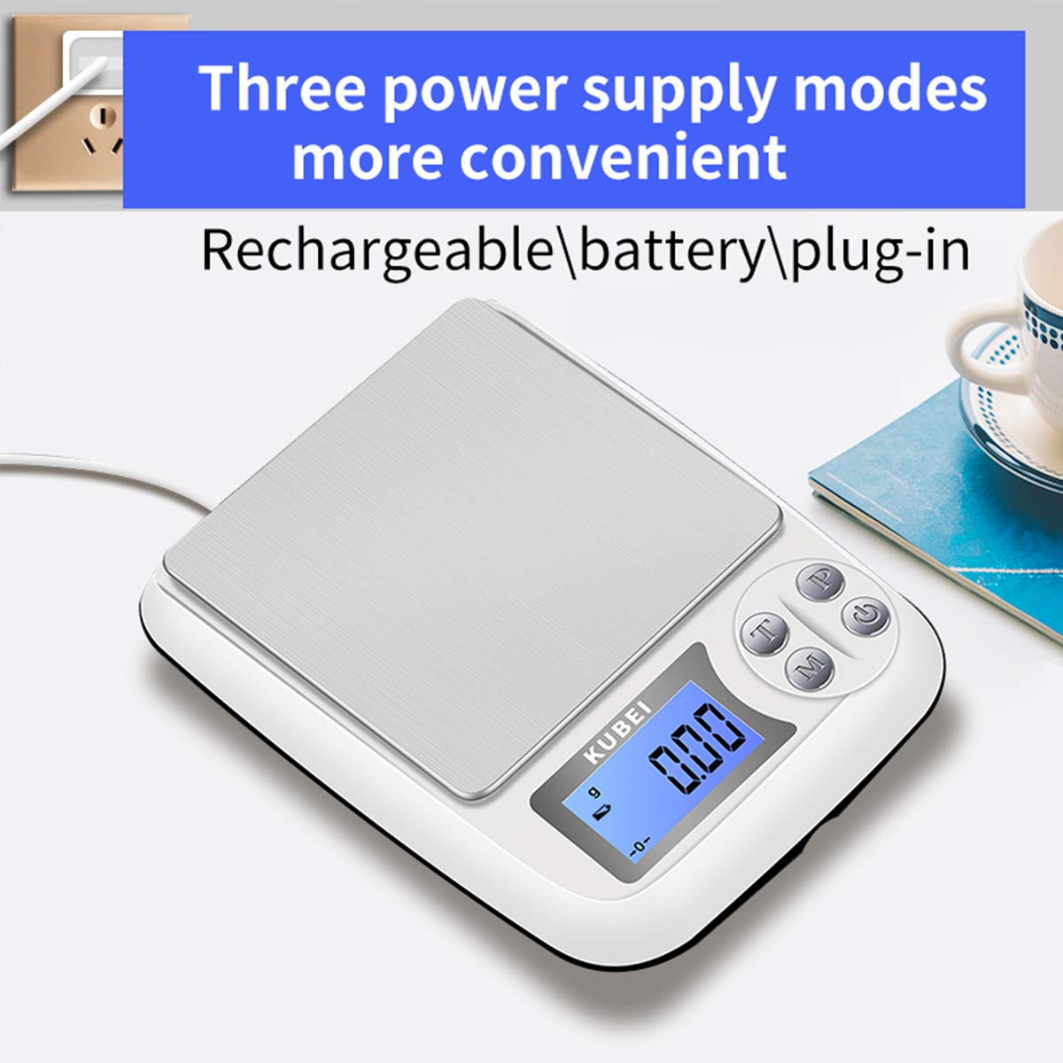 Feinwaage 1kg/0.01g USB Aufladen Digitale Küchenwaage,Hochpräzise Grammwaage Digitalwaage Briefwaage Haushaltswaage Edelstahl Wiegefläche,Perfekt um Schmuck, Münzen, Puder