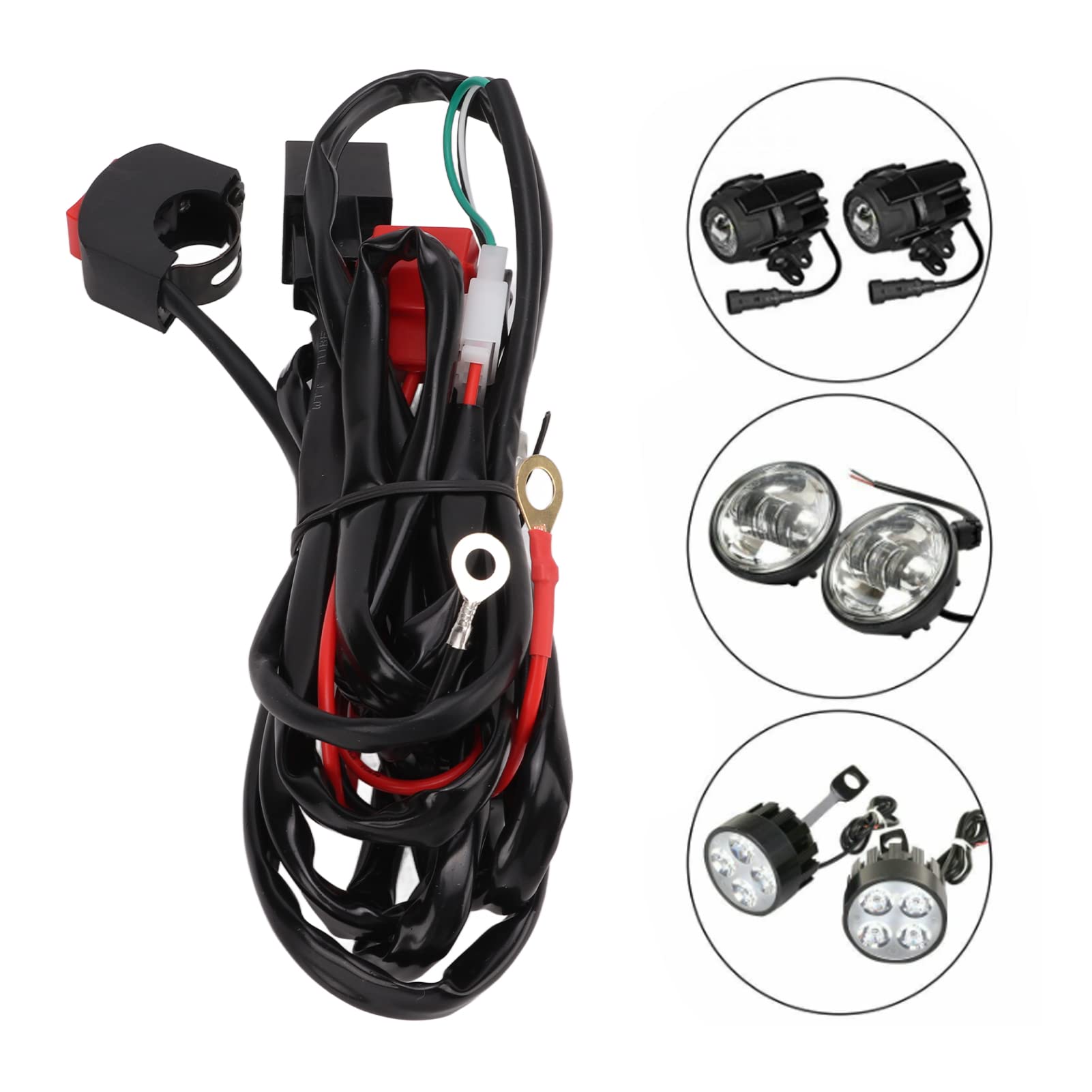 Kit cablaggio luci LED per moto, interruttore da manubrio 12V 40A con pulsante, cablaggio universale per barre luminose a LED, compatibile con moto da cross 9-V, ATV e