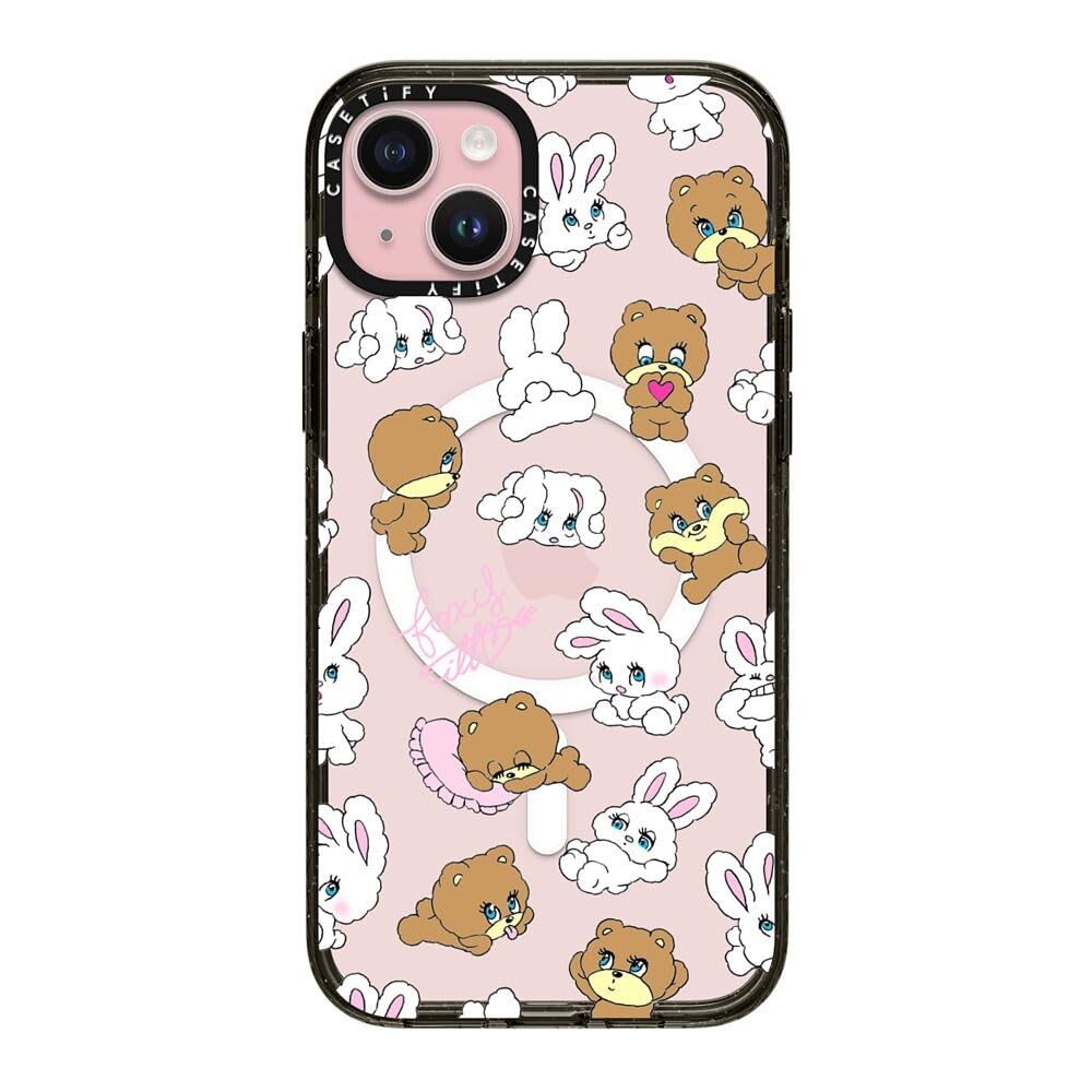 CASETiFY インパクト iPhone 15 Plus ケース [MagSafe対応/薄型 軽量/耐衝撃] - Bunny-Bear Mix - ブラック