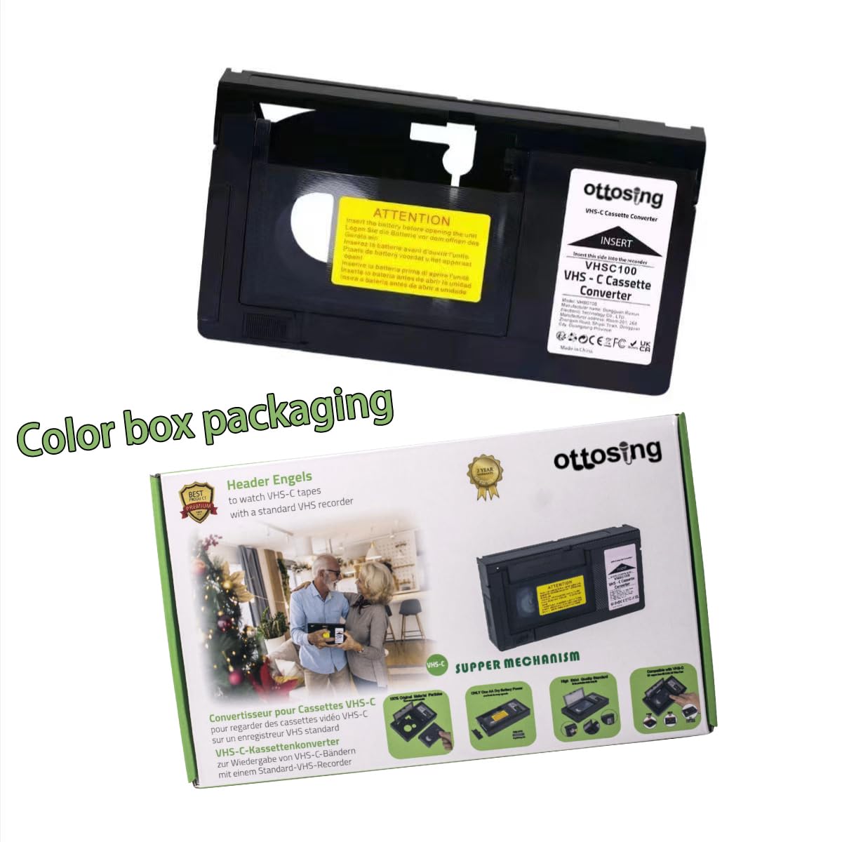 VHS-C Bandkassettenadapter für Camcorder Motorized VHS VHS-C auf VHS - Ideal für Videorecorder, Videokassettenspieler und VHS auf Digital Converting