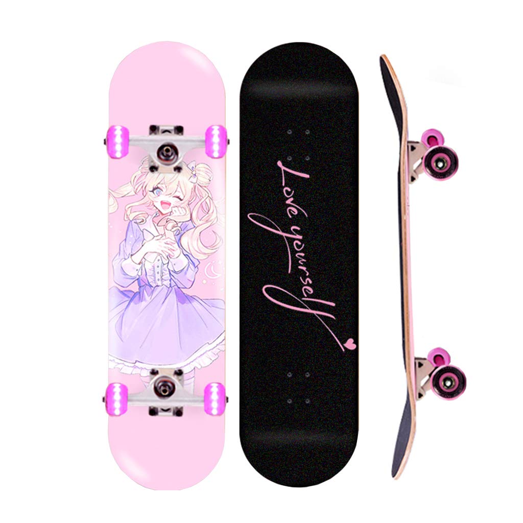 Monopatín completo de 31 x 7 pulgadas Double Kick Trick Cruiser Anfänger Longboard con tabla de arce Adult Boys Girls Einsteiger-Skateboard adultos y niños