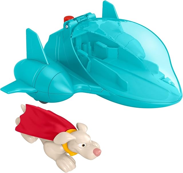 Fisher-Price DC League of Super-Pets Super Launch Krypto figure and Invisible Jet vehicle set for preschool pretend play ages 3 years and up