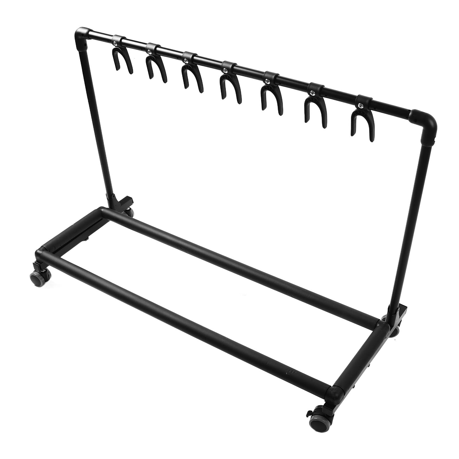Multi-Gitarrenständer, Mehrere Gitarrenständer, Universelles Gitarren-Display-Rack für E-Gitarre, Bass, Schwarzer Gitarren-Display-Halter, Klappbarer Gitarrenständer mit Rollen (7)