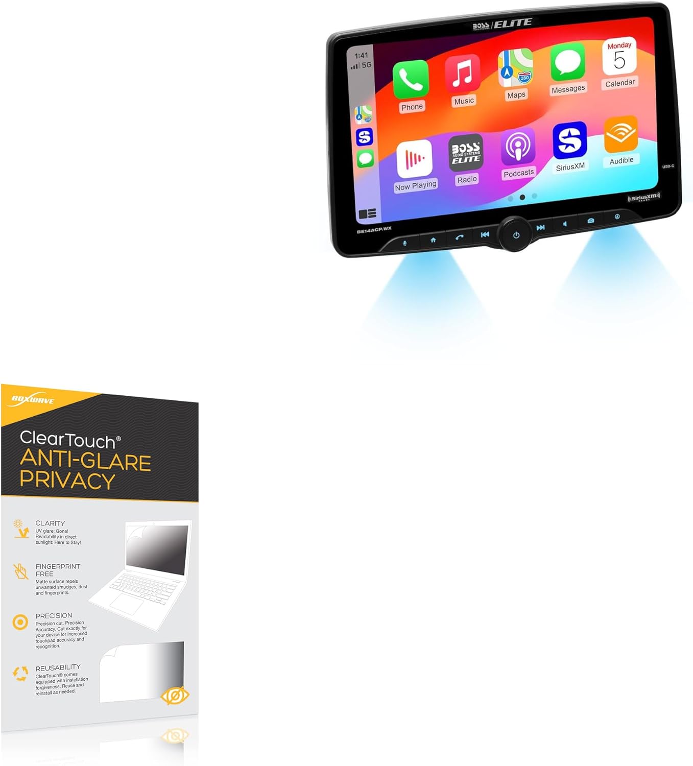 BoxWave Screen Protector Compatible with BOSS Audio BE14ACP.WX - ClearTouch Anti-Glare Privacy (2-Pack), Privacy Screen Protector Flexible Film Anti-Glare