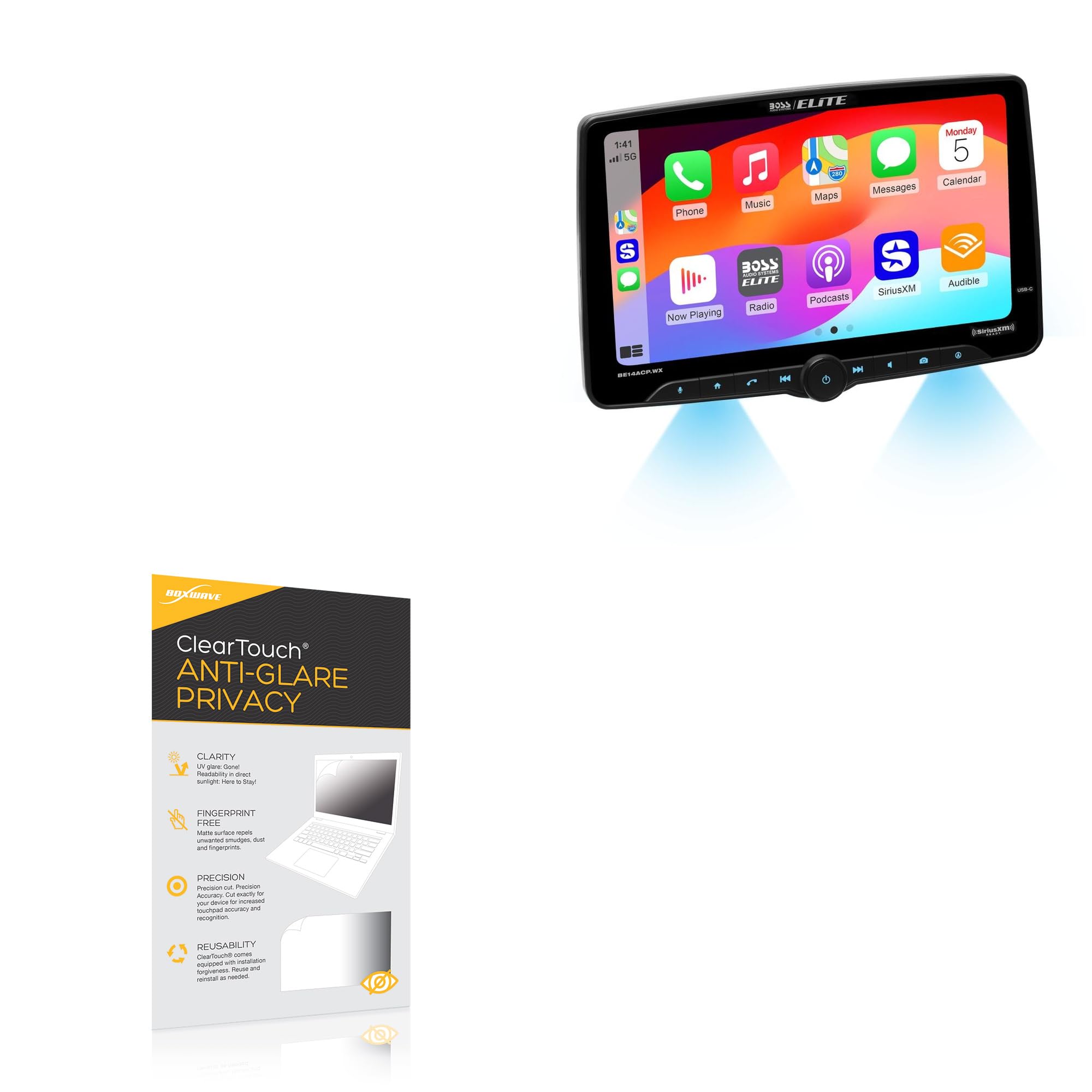 BoxWave Screen Protector Compatible with BOSS Audio BE14ACP.WX - ClearTouch Anti-Glare Privacy (2-Pack), Privacy Screen Protector Flexible Film Anti-Glare