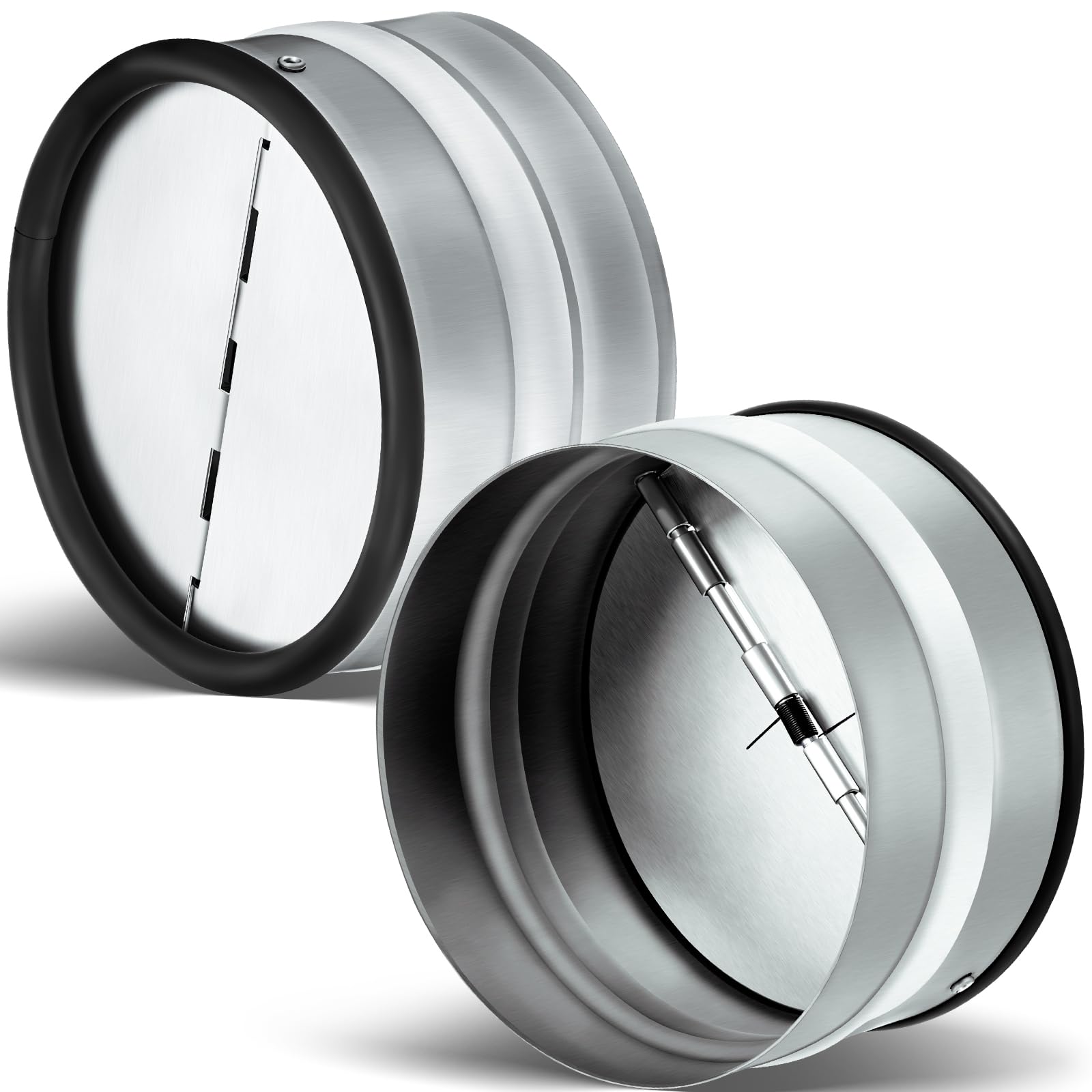 2 Pcs 4 Inch Draft Blocker Backdraft Damper Duct Draft Stopper One Way Airflow Ducting Insert Backflow Preventer Inline Fan Vent Deflector, Only Fit with Metal Conduit