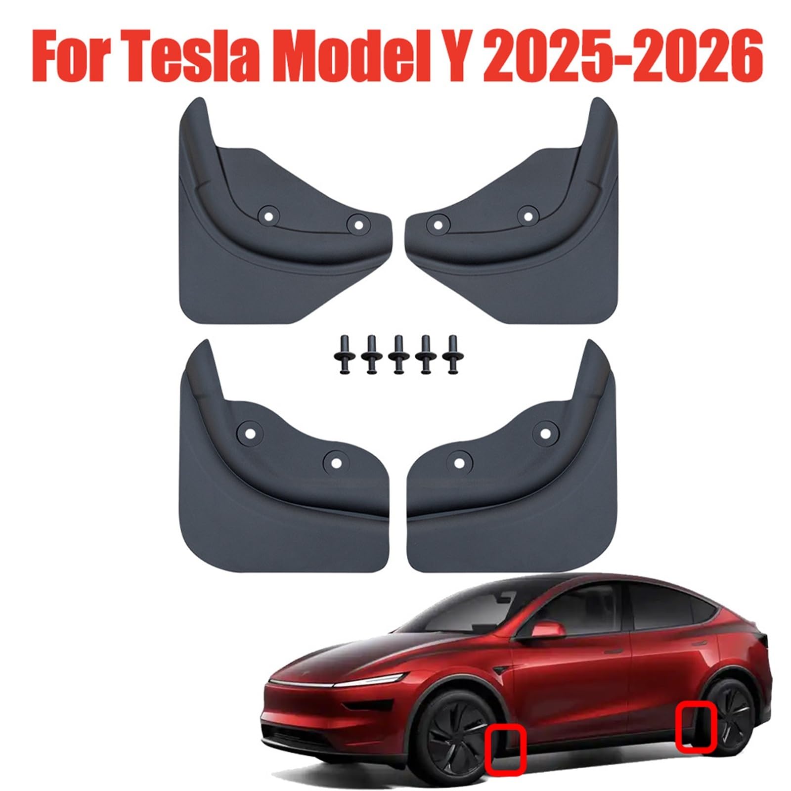 bavettes de voiture Garde-boue souple pour roues avant et arrière, sans perçage, Convient pour Tesla Model Y 2025 – 2026
