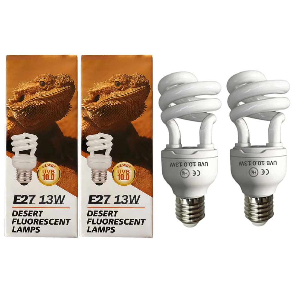 MouMouPurr UVA UVB Bulb 10.0 Tortoise Reptile Light, E27 13W Compact UVB Lamp for Desert Reptiles Lizard Turtle Snake Bearded Dragon Chameleon