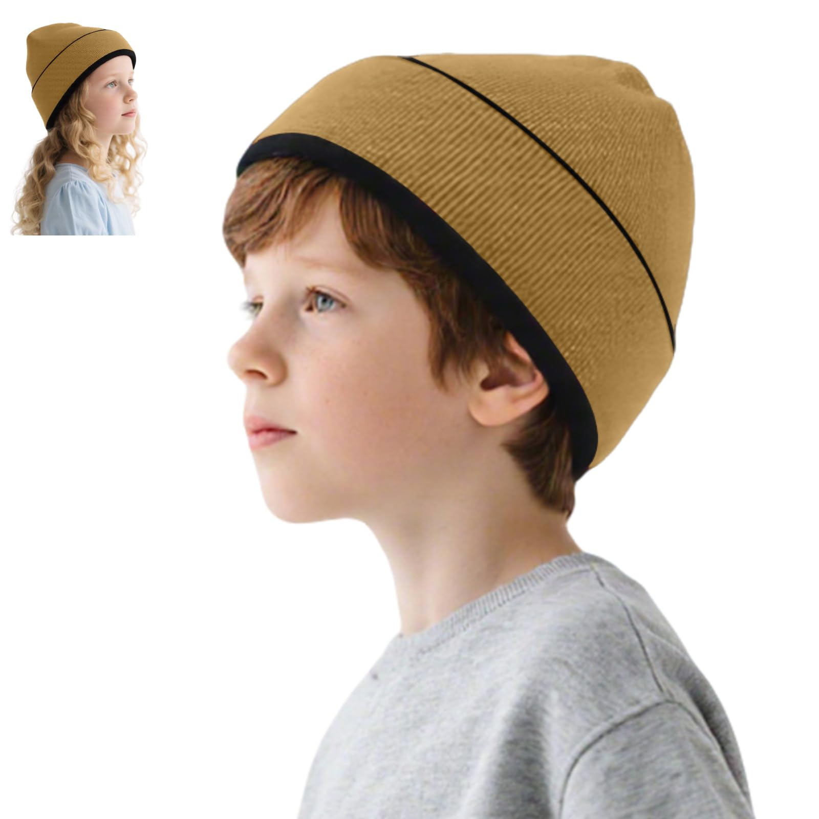Rosoz Kids Beanie Boys Girls, Reversible Beanie with Double Sides