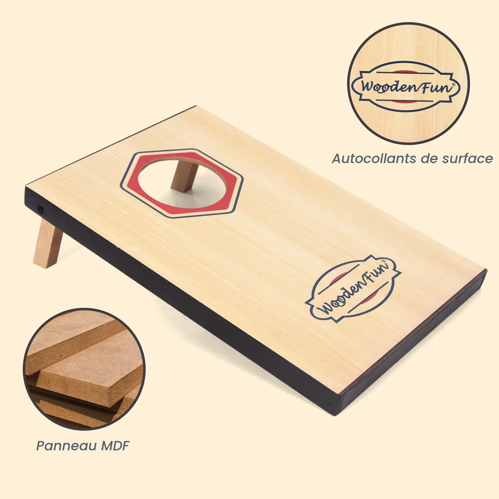 Jeu de cornhole d'extérieur jeu de lancer pour enfants et adultes avec 8 sacs de sable et 2 planches de cornhole jeu de plage