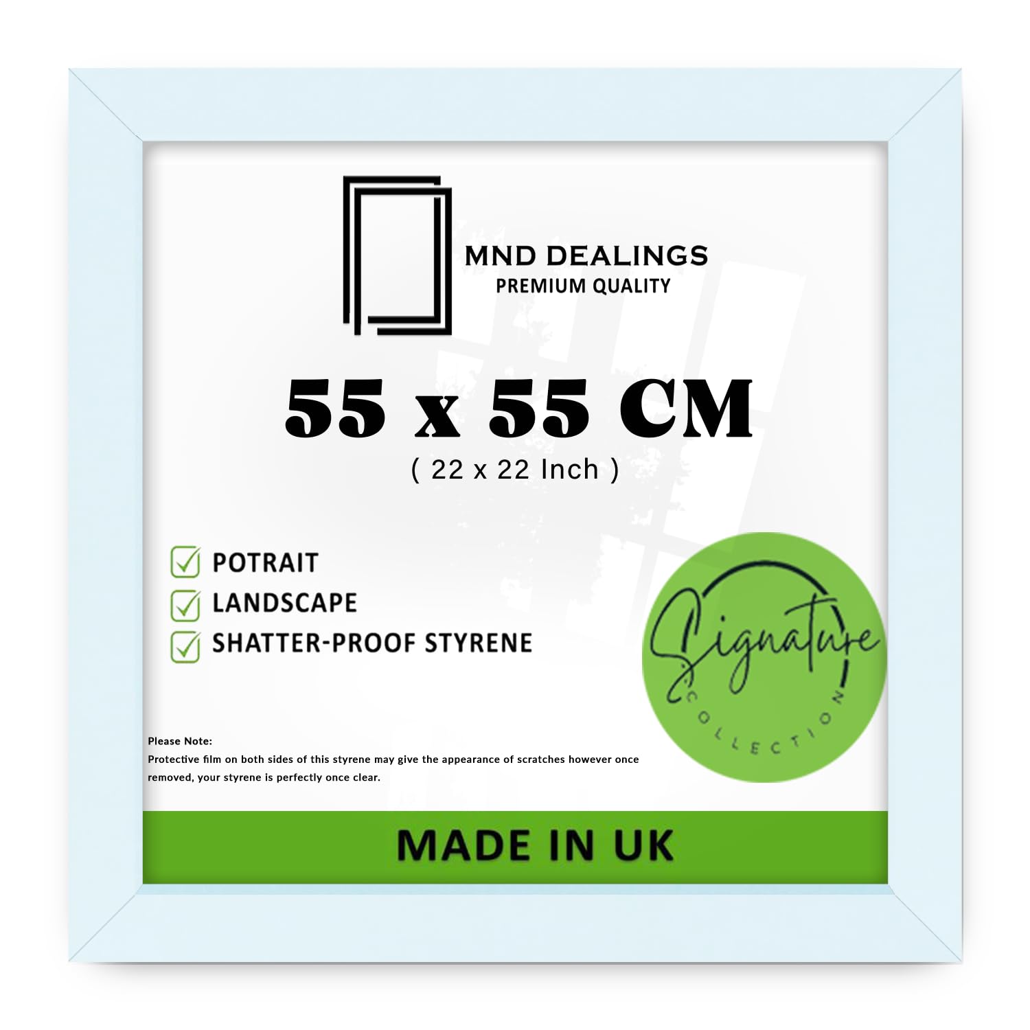 MND Dealings | MDF Poster Frame (55 x 55 CM) Ideal for Art, Home & Office Interiors, Portrait & Landscape Display, Premium Engineered Wood Finish [ White ]