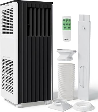 Garvee 8000 BTU Portable Air Conditioner, 3-in-1 Cooling, Dehumidifier & Fan for Rooms Up to 350 Sq. Ft. | Sleep Mode | Energy-Saving 24-Hr Timer | AC Unit w/Remote & Full Window Kit, Black Top, 115V