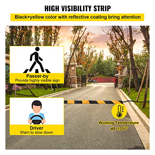 Image of VEVOR Rubber Speed Bump, 2 Pack 2 Channel Speed Bump Hump, Long Modular Speed Bump Rated 22000 LBS Load Capacity, 39.3''x12''x1.97'' inch Garage Speed Bump for Asphalt Concrete Gravel Driveway