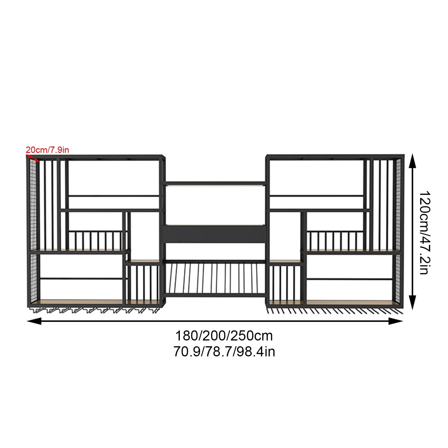 Espositore per vino da parete in metallo moderno, Design Multi-Gancio Ripiani Bar, Mensola Per Vino Industriale Calice E Portabicchieri, per Casa Cucina Sala Da Pranzo Sbarra Decorazioni(250*20*120cm/