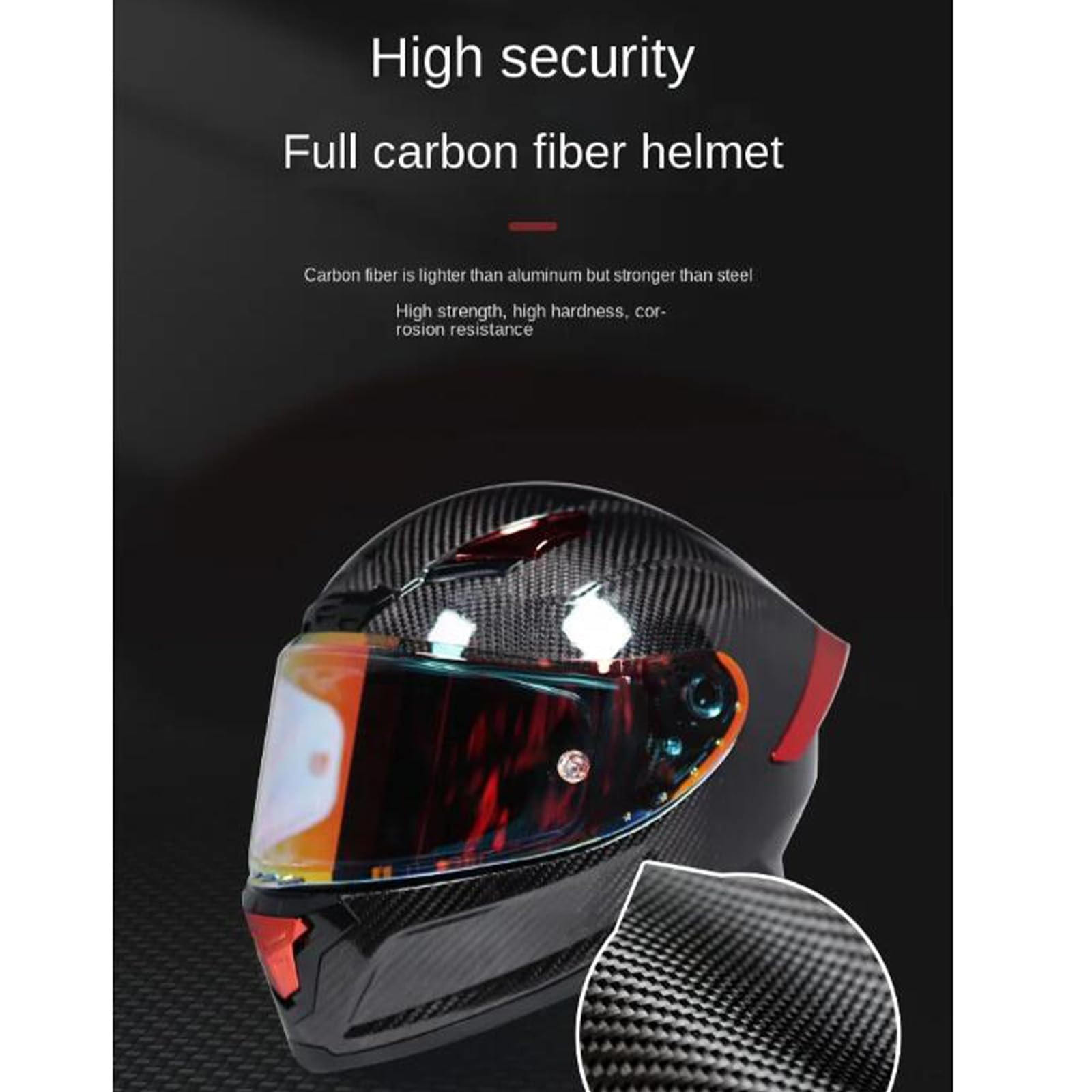 Casco Moto in Fibra di Carbonio, Casco Moto Integrale con Ala Posteriore, Casco Moto da Strada omologato DOT/ECE per Uomo Donna