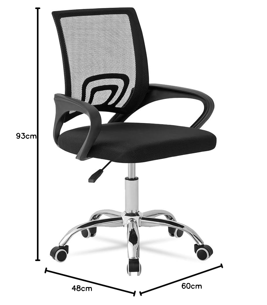 MUWO Director - Sedia girevole da ufficio, ergonomica, regolabile in altezza, tessuto a rete traspirante, piedini in metallo stabili, seduta ottimale per lavori lunghi e uffici domestici (nero)