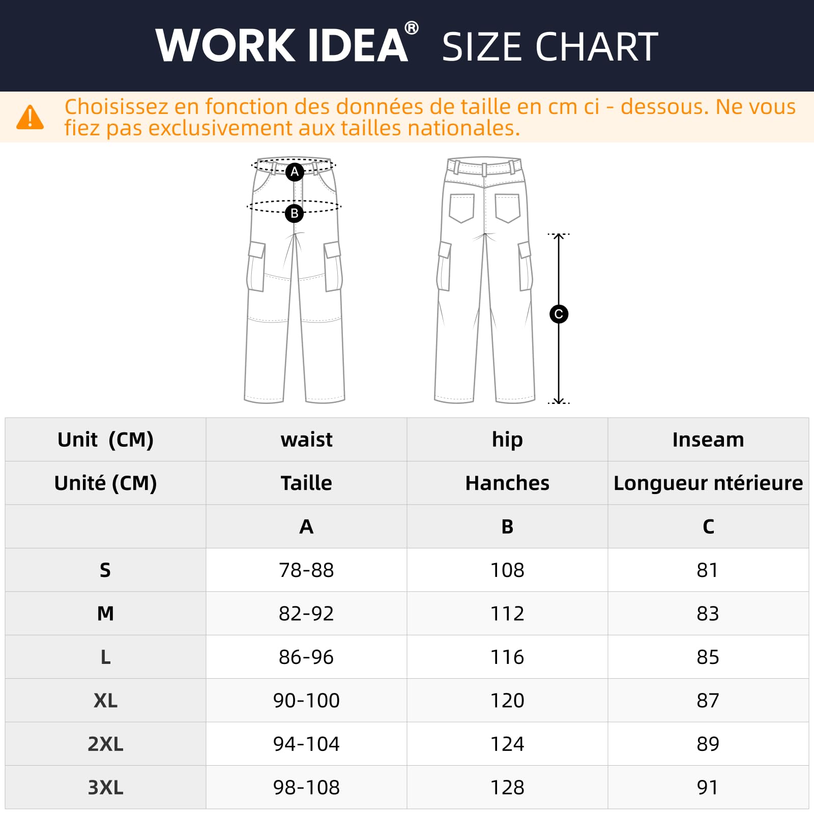 WORK IDEA Pantalon Homme Outdoor Imperméable - Softshell Respirant pour Randonnée, Trekking et Loisirs