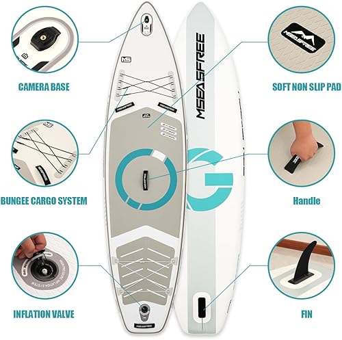 Miniatura 5 de Campfun Tabla de remo inflable, tabla de sup de pie con accesorios portátiles de alta calidad que incluyen mochila, paleta ajustable, aleta, correa,