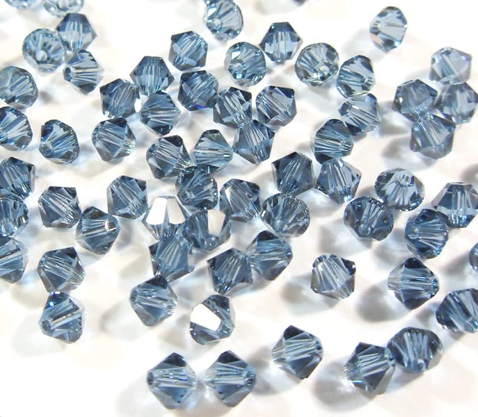 40x Preciosa Bohemian Crystal Beads 4 mm Double Cone Czech Glass Cut Beads Glass Beads Bicone Beads (Indicolite) - Image 3