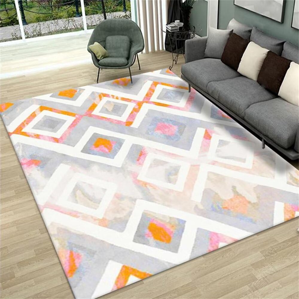Tapis antidérapante rose lavable pour salon minimaliste 50x80