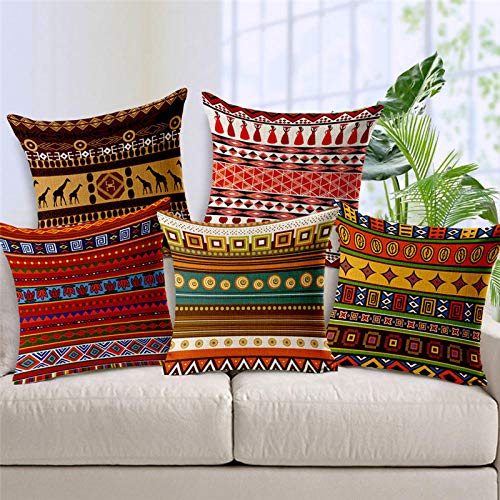JWEK Funda cojín Conjunto 5 Rayas étnicas africanas