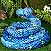 Hiboom Giant Snake Plush 110 Inch Large Stuffed Animal Realistic Stuffed Lifelike Snake for Easter Birthday Party Gifts Decoration Prank Props (Blue)