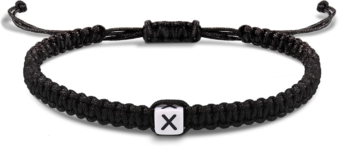Initial Bracelets for Women Men Gifts for Her Teen Girl Best Friend Birthday Graduation Dainty Braided Bracelets Letter A-Z Charm Adjustable Link Mother's Day Jewelry Mom Christmas Gifts Valentine's Day Jewelry