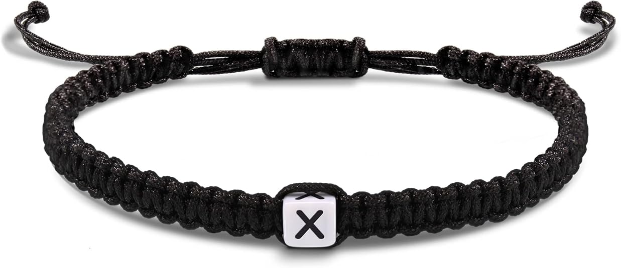 Initial Bracelets for Women Men Gifts for Her Teen Girl Best Friend Birthday Graduation Dainty Braided Bracelets Letter A-Z Charm Adjustable Link Mother's Day Jewelry Mom Christmas Gifts Valentine's Day Jewelry