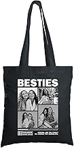 Herz & Heim Personalised Fabric Bag with Photos & Desired Text - Magazine Cover Design - Black Cotton Bag with Text & Images - Gift with Your Own Photos & Text