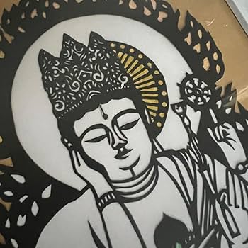 Amazon.co.jp: ハンドメイド 切り絵アート 切り絵 観音様 仏様