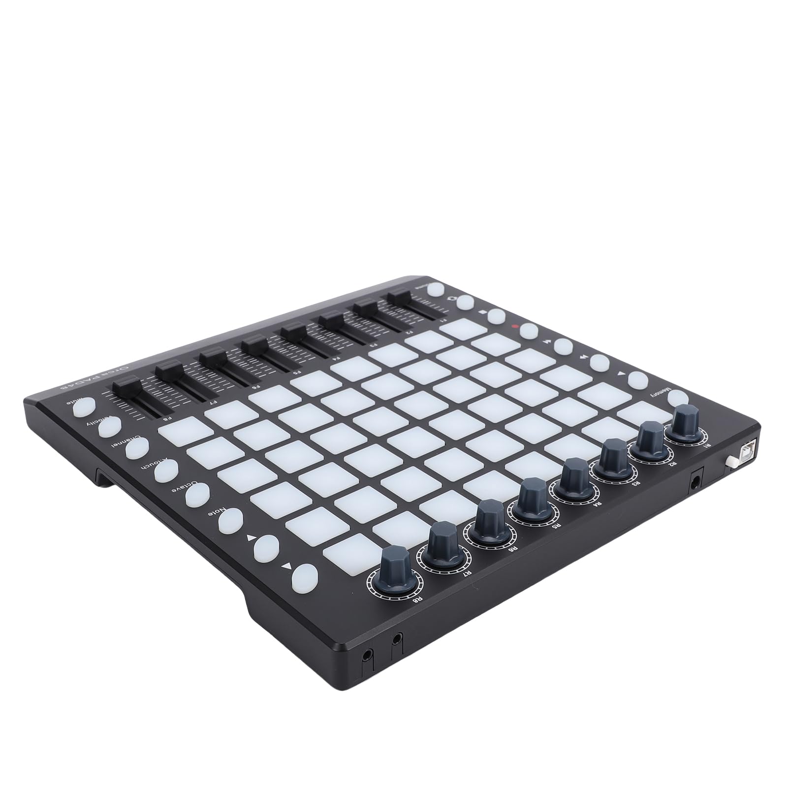 RiToEasysports Controlador MIDI, 48 almohadillas RGB retroiluminadas con 8 perillas y 8 atenuadores, Pad MIDI portátil USB para producción música, DJ y estudio en vivo