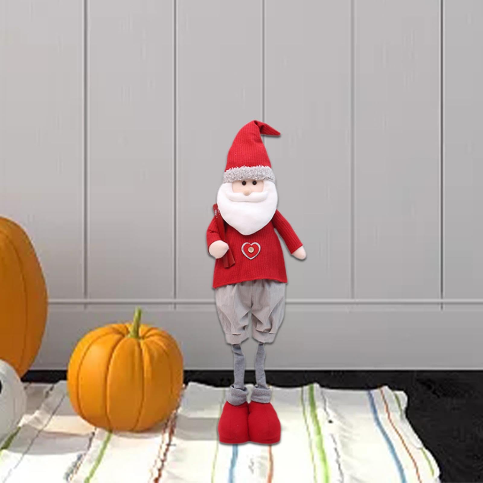 Figura Navideña, Figura de Peluche Retráctil, Adorno Navideño de Colección, Muñeco de Pie Navideño para Mesa de Granja, Papá Noel