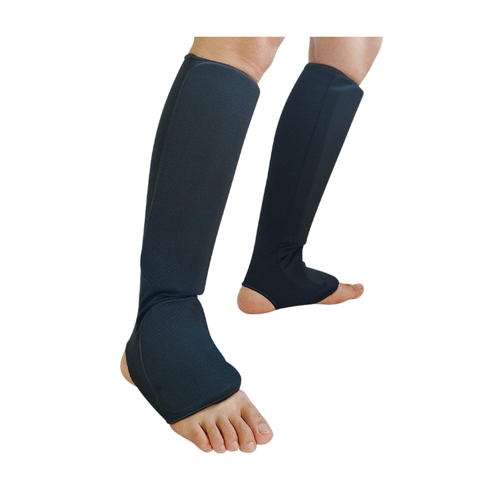 Chaoyilian Men's Black Leg Instep Protection Pads,Boxing Shin Guards,Elastic Cloth Shin And Instep Padded Guards,Foam Protection Leg,Lightweight,For Kickboxing Muay Thai Mma Karate Martial Arts Taekwondo.