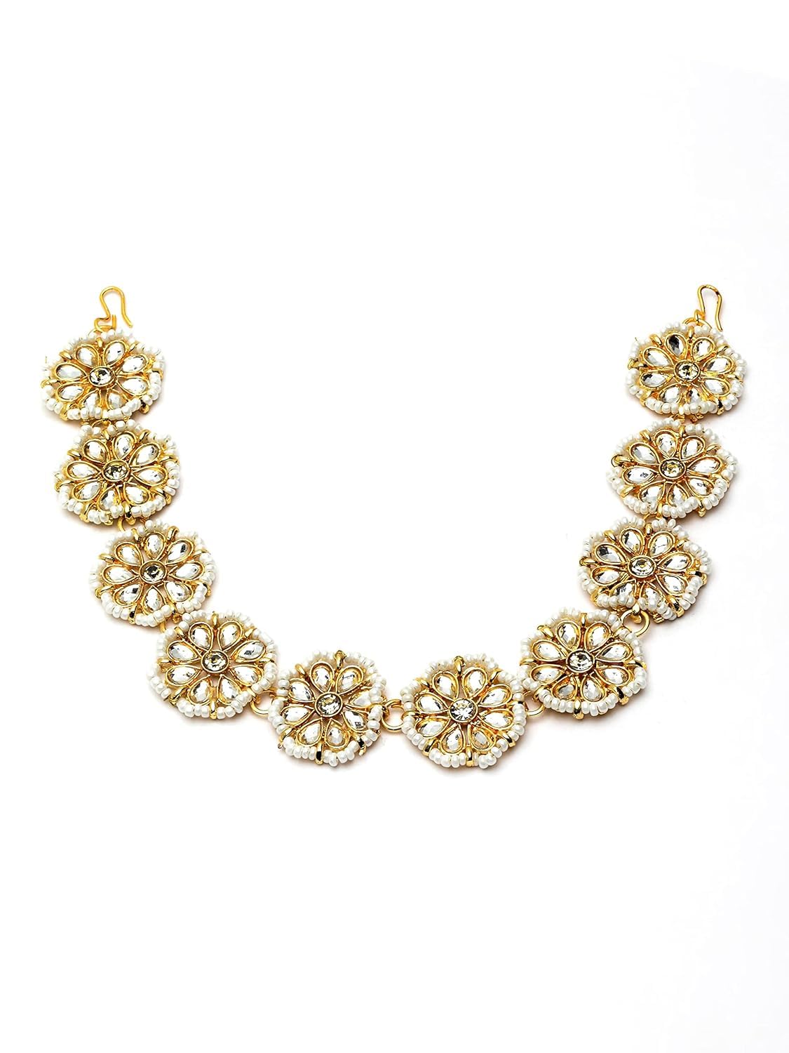 Rubela Gold Plated Moti & Stone Matha Patti for Girls and Womens (Pack of 1) Hair Band (Gold, White) (B0CKRJP8SB) Amazon Price History, Amazon Price Tracker